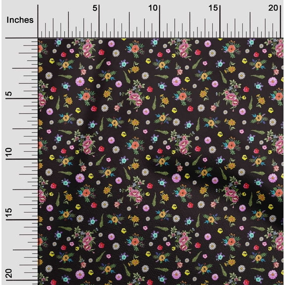 oneOone Polyester Lycra Black Fabric Florals Sewing Material Print Fabric By The Yard 56 Inch Wide