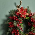 thumbnail image 4 of Bcylexb Wreaths for Front Door, 15.8" Artificial Christmas Poinsettia Door Wreath with Hanging Ribbon Rustic Farmhouse Decor for Indoor Outdoor Wall Porch Party, 4 of 7
