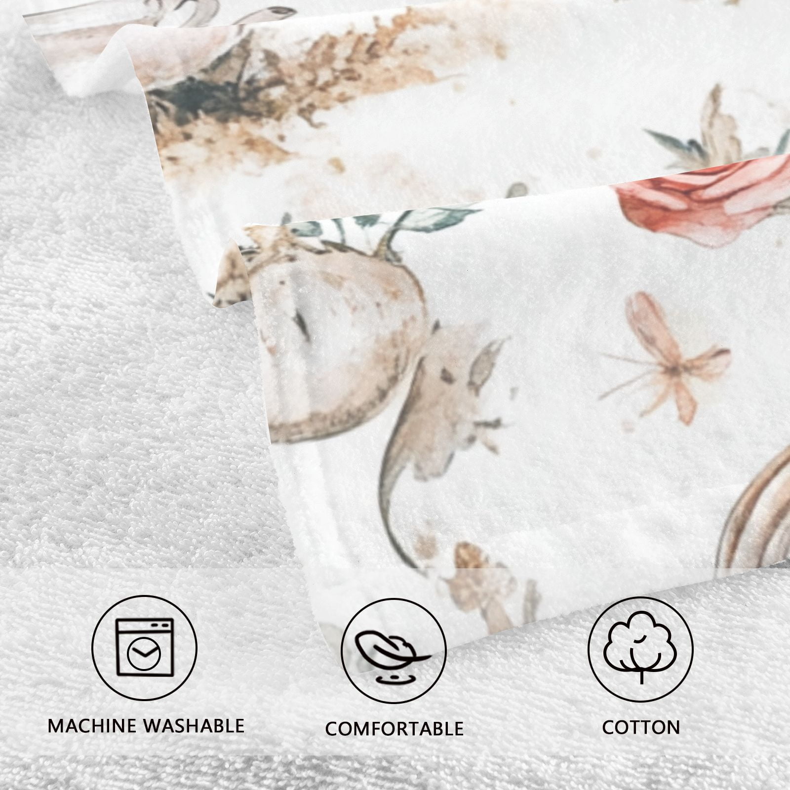 Mushrooms Roses Clocks Hand Towels Cotton Bath Towels Large Face Towels Absorbent for Bathroom 2 Packs