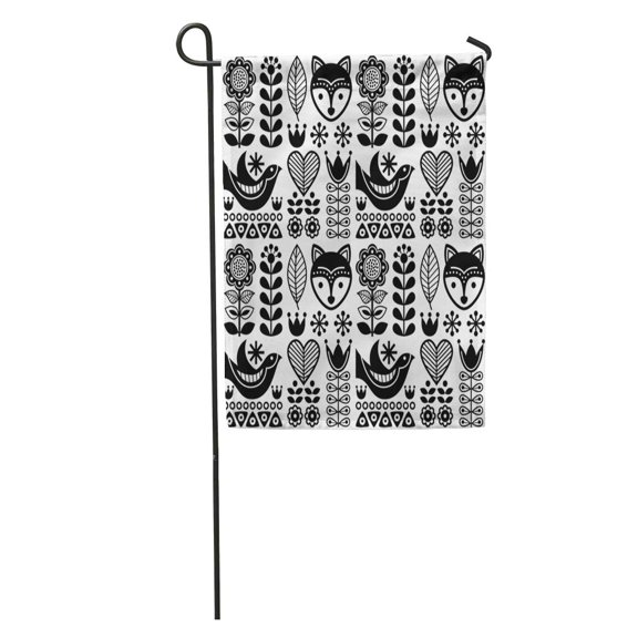 SIDONKU Simple Scandinavian Folk Pattern Black Finnish Nordic Bird Creative Garden Flag Decorative Flag House Banner 28x40 inch