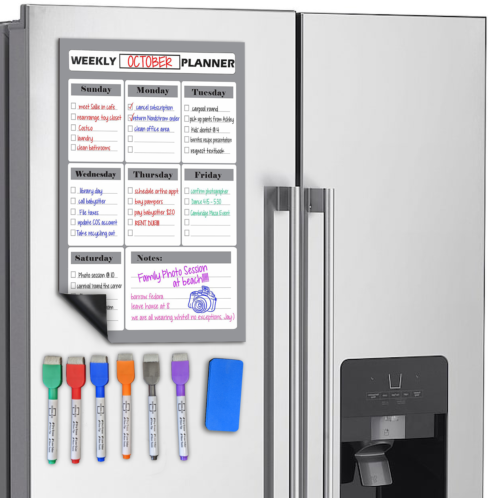 Magnetic Dry Erase Weekly Planner White Board Sheet For Refrigerator