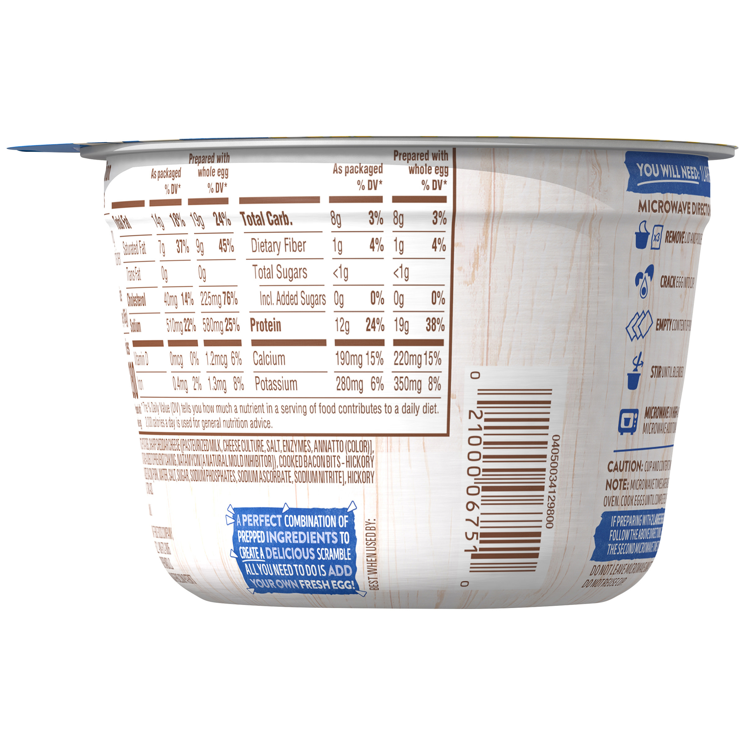 Just Crack An Egg All American Scramble Breakfast Bowl Kit With Potatoes Sharp Cheddar Cheese And Uncured Bacon 3 Oz Cup Walmart Com Walmart Com