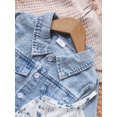 thumbnail image 5 of Girls 2pcs Long Sleeve Denim Button Coat & Straps Floral Print Flare Dress Trendy Casual Kids Outdoor Clothes For Spring And Autumn, 5 of 7