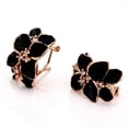 thumbnail image 4 of Yoursfs Vintage Black Flower Stud Earrings for Women Unique Enamel Floral Gold Plated Piercing Earrings with Omega Closure Clasp Hypoallergenic Jewelry, 4 of 8