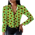 thumbnail image 2 of SELONE Button Down Shirts for Women Long Sleeve Lapel Blouses Fashionable Tops Sunflower Graphic Jacket Regular Fit Cover Ups Hip Fall Clothes Business Work Tops Fashion Clothes, 2 of 8