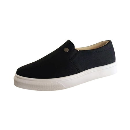 OJSFQUFP Womens Running Shoes Ladies Fashion Large Solid Fabric Flat Bottom Comfortable Casual Single Shoes Work Flats Office Shoes Zapatos Cómodos Para Mujer Black 39