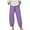 Purple, variant on XFLWAM Womens Cotton Linen Capri Pants Summer Elastic Waisted Casual Pants Wide Leg Loose Fit Comfy Pajama Beach Trousers Green XL
