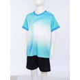 thumbnail image 4 of iefiel Kids 2pcs Sports Suit Quick Dry Printed Contrast Color Shirts Shorts Set For Football Basketball A Light Green 28, 4 of 7