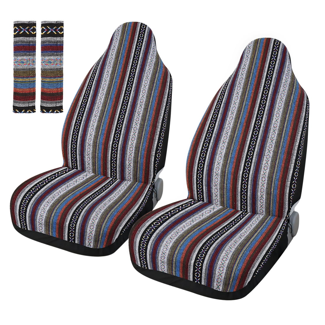 2 Pcs Car Universal Front Seat Cover Saddle Blanket SeatBelt Pad Protectors