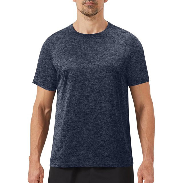 lmcalzta T-Shirts de Gym pour Hommes Col Rond Manches Courtes Séchage Rapide T-Shirts Légers pour Entraînement Athlétique Course