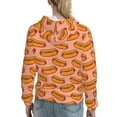 thumbnail image 7 of Uemuo Cartoon Hot Dog Pattern Women's Hoodie with Eye-catching Drawstrings- Casual Pullover Hoodie with Kangaroo Pocket, Stylish Hooded Sweatshirt-Small, 7 of 7