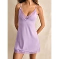 thumbnail image 2 of Mauve Purple Women Lace-Trimmed Camisole Nightgown Sleep Dress, 2 of 7