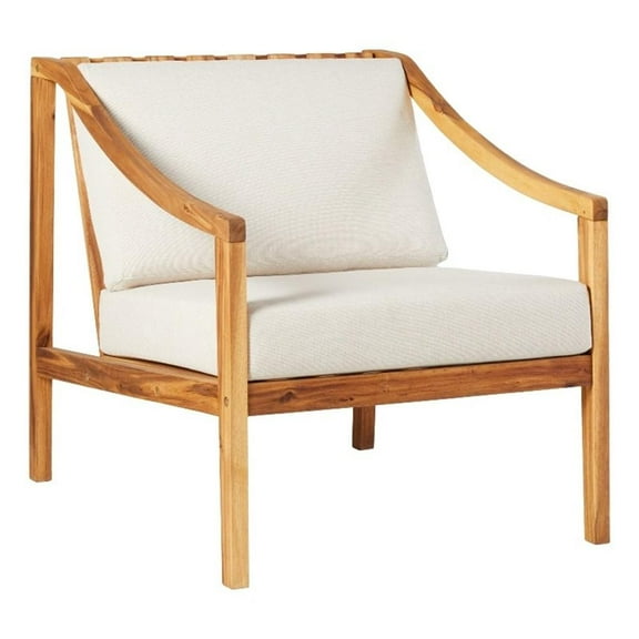 Pemberly Row Modern Solid Wood Outdoor Curved Arm Club Chair - Natural