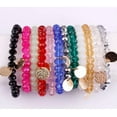 thumbnail image 3 of Fashion Women Monogram Blank Hammered Disc Facted Glass Beads Stretchy Bracelet, 3 of 9