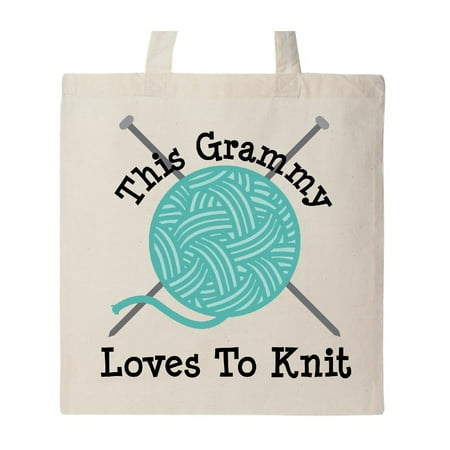 Knitting Grammy Loves To Knit Tote Bag Natural One Size