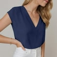 thumbnail image 4 of GEWSEY Women Tops Cap Sleeve Textured Dressy Casual V Neck Shirts 2025 Summer Business Work Blouses Outfits (Navy, XXL), 4 of 8