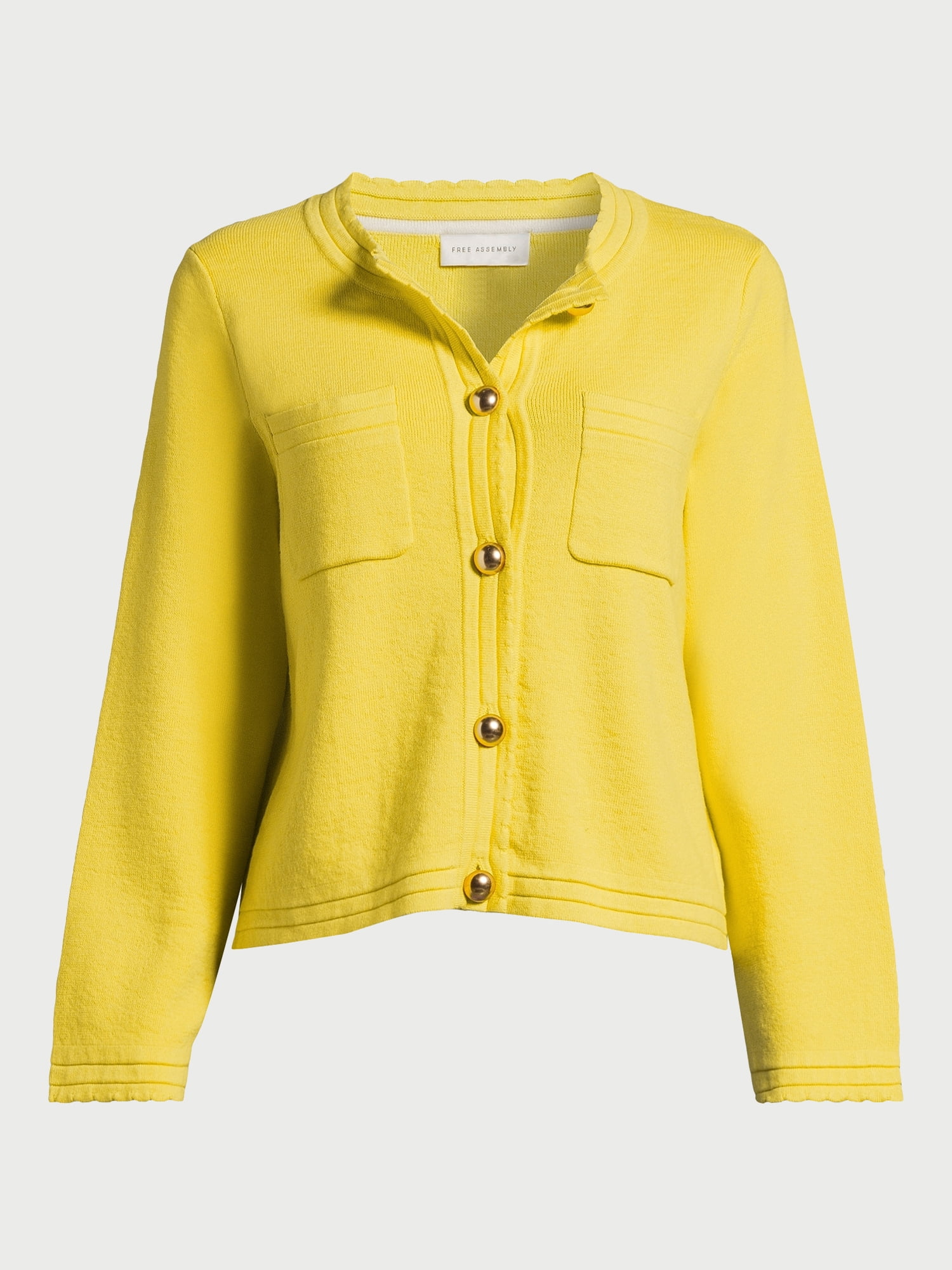 Free Assembly Women’s Long Sleeve Cardigan Sweater with Chest Pockets, Midweight, Sizes XS-XXL