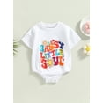 thumbnail image 2 of Wassery Baby Girls Romper Tops Floral Colorful Letter Print Short Sleeve Crew Neck Jumpsuits Toddler Summer Casual Bodysuits 0-3T, 2 of 7