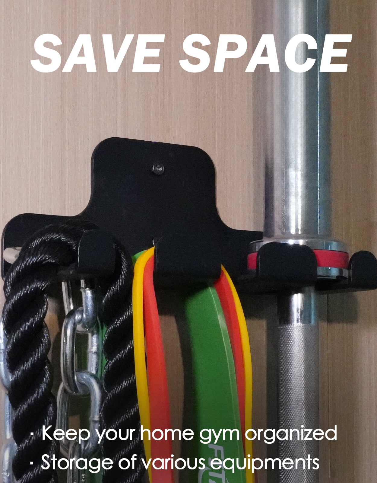 Fitarc Barbell Holder Wall Mount 3 Hook, Home Gym Storage, Weight Wall Holders for 33mm Bar