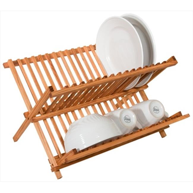 Home Basics Rustic Collection Pine Folding Dish Rack