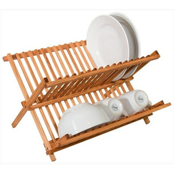 folding wooden dish drying rack