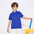 thumbnail image 6 of 2 Pack Comfy Shirts for Boys Girls Short Sleeve Collared School Uniform Tops Kids Solid Color Cotton Tshirts (5 Years, Blue|White), 6 of 7