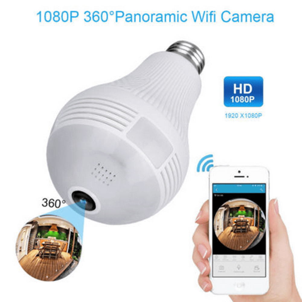 1080P Mini Security IP Camera 360° Panoramic SPY Hidden Wifi Wireless Light Bulb 