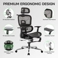 thumbnail image 3 of Silla de oficina ergonómica de malla hujusko con reposacabezas y reposapiés ajustables, 3 of 9