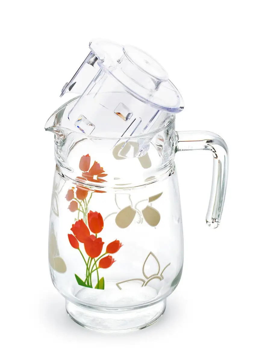 7 pcs glass water set with glass jug and tumbler and nice flower design  heat transfer.