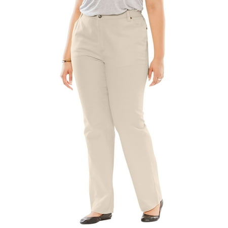 - Woman Within Plus Size Side-elastic Straight Leg Cotton Jean