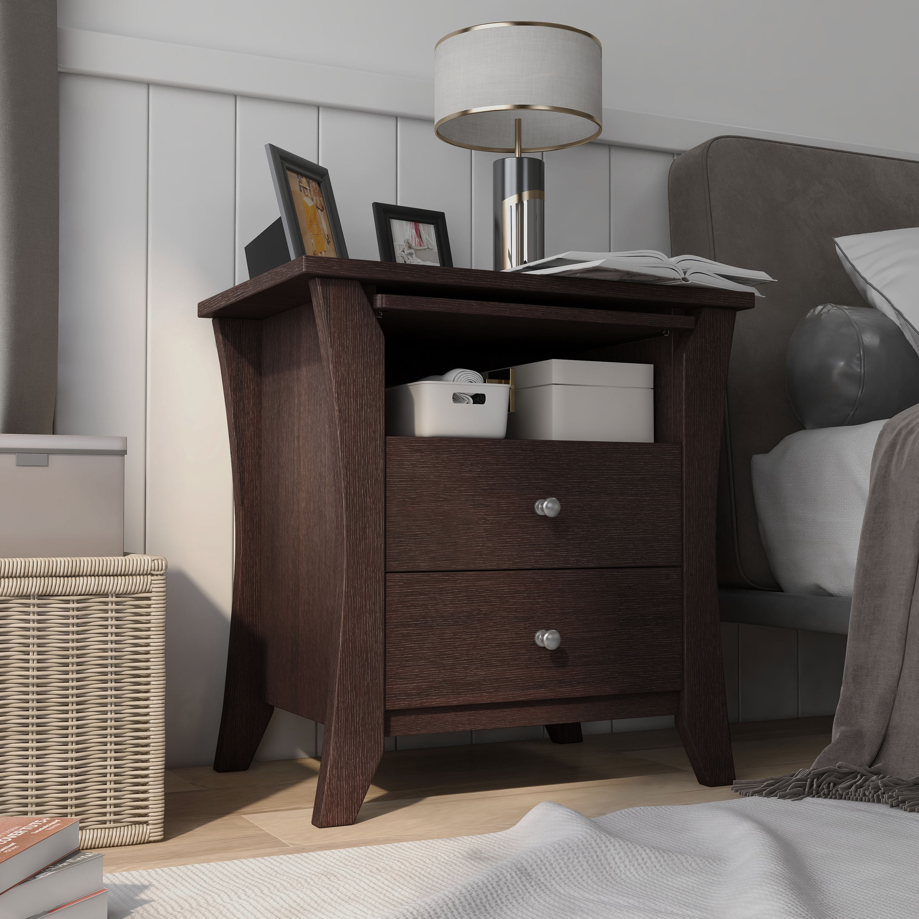 Furniture of America Mendolla Modern Espresso 2-drawer Nightstand ...