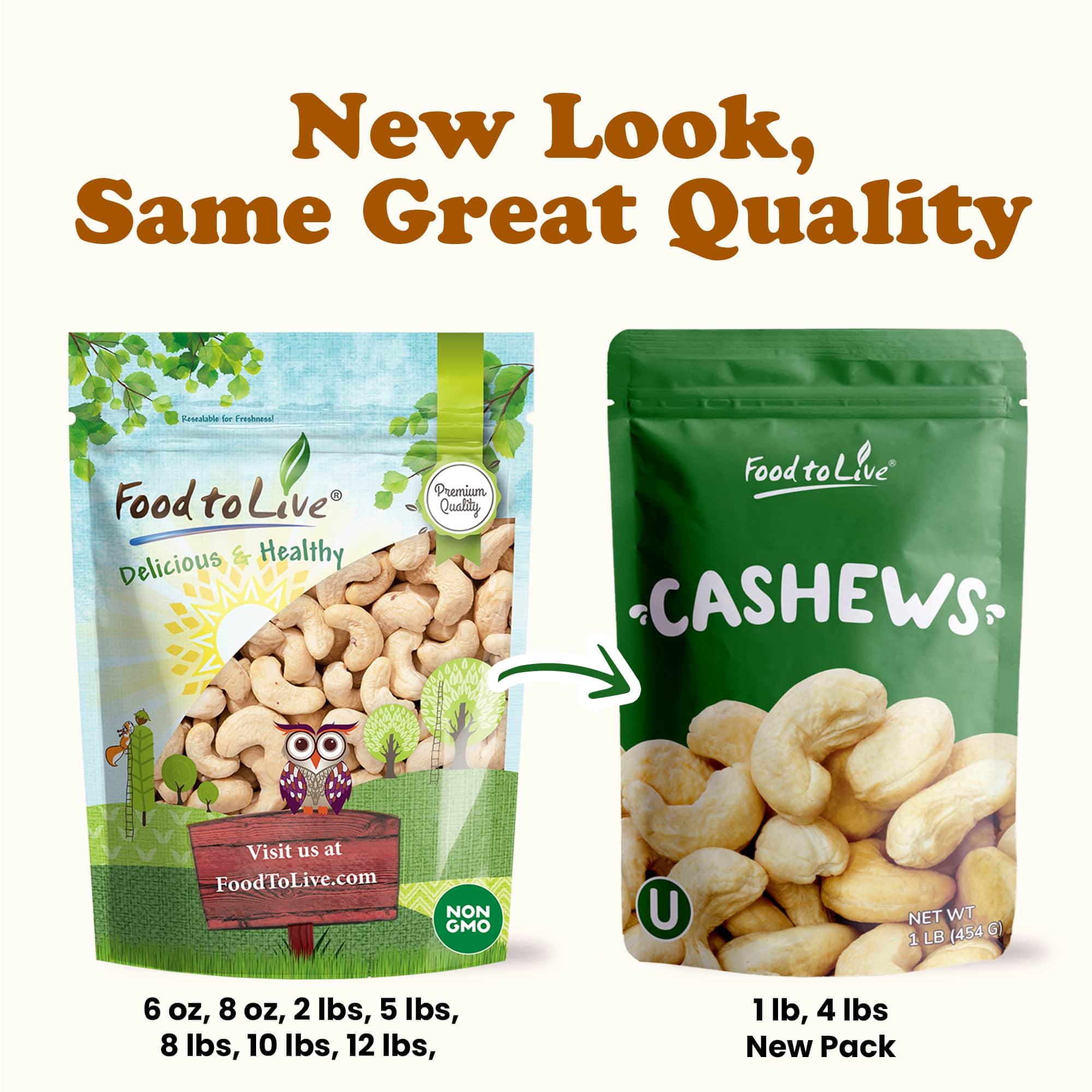 Food to Live, Whole Cashews W320,  10 Pounds, Vegan
