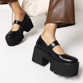 thumbnail image 5 of Elegantes zapatos de cuero para mujer Estilo británico Hebilla de cinturón Estudiante Cómodo Usable Casual Tacones altos gruesos Sandalias con correa de tobillo de color sólido Wmkox8yii  ghj2546, 5 of 5