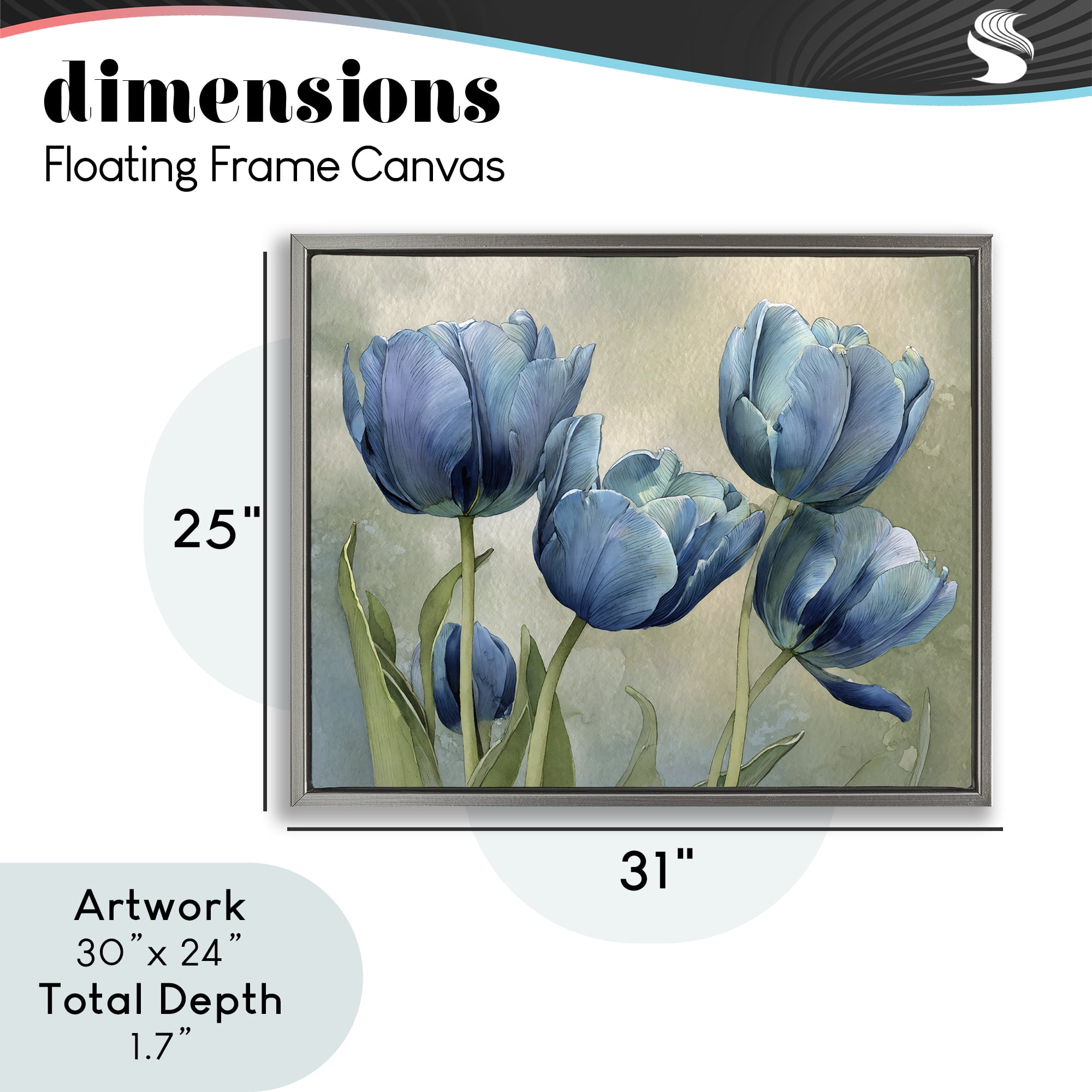 Stupell Industries Drawn Blue Tulip Flowers Gray Framed Floater Canvas Wall Art, design by Franklyn Gregory