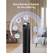 DREO 42 Tower Fans for home, Standing Bladeless Fan with Remote, 90° Oscillating Fan with LED Display, 12H Timer, 6 Speeds, 4 Modes, 26 ft/S High Velocity, 28dB Ultra Quiet Bedroom Fans