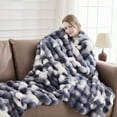 thumbnail image 2 of GEMBED Faux Fur Throw Blanket for Bed Fuzzy Soft Plush Thick Bubble Blanket for Living Room, 90x108 inches, Tie Dye Blue, 2 of 6