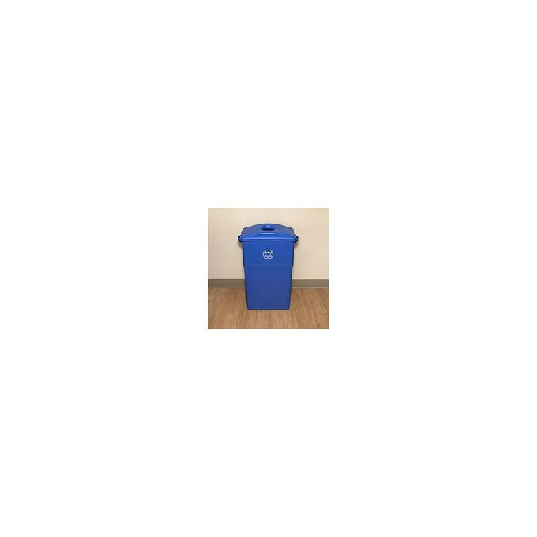 Restaurantware Lid ONLY: RW Clean 1 Recycling Can Lid, Fits 23 Gallon Trash Can - Two Bottle/Can Openings, Blue Plastic Lid for Waste Basket
