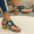 thumbnail image 5 of NOKIO Women's Square Heel Sandals Beach Slope Heel Split Toe Slippers Hollow Casual Slippers Slope Bottom Shoes Retro Sandals, 5 of 8
