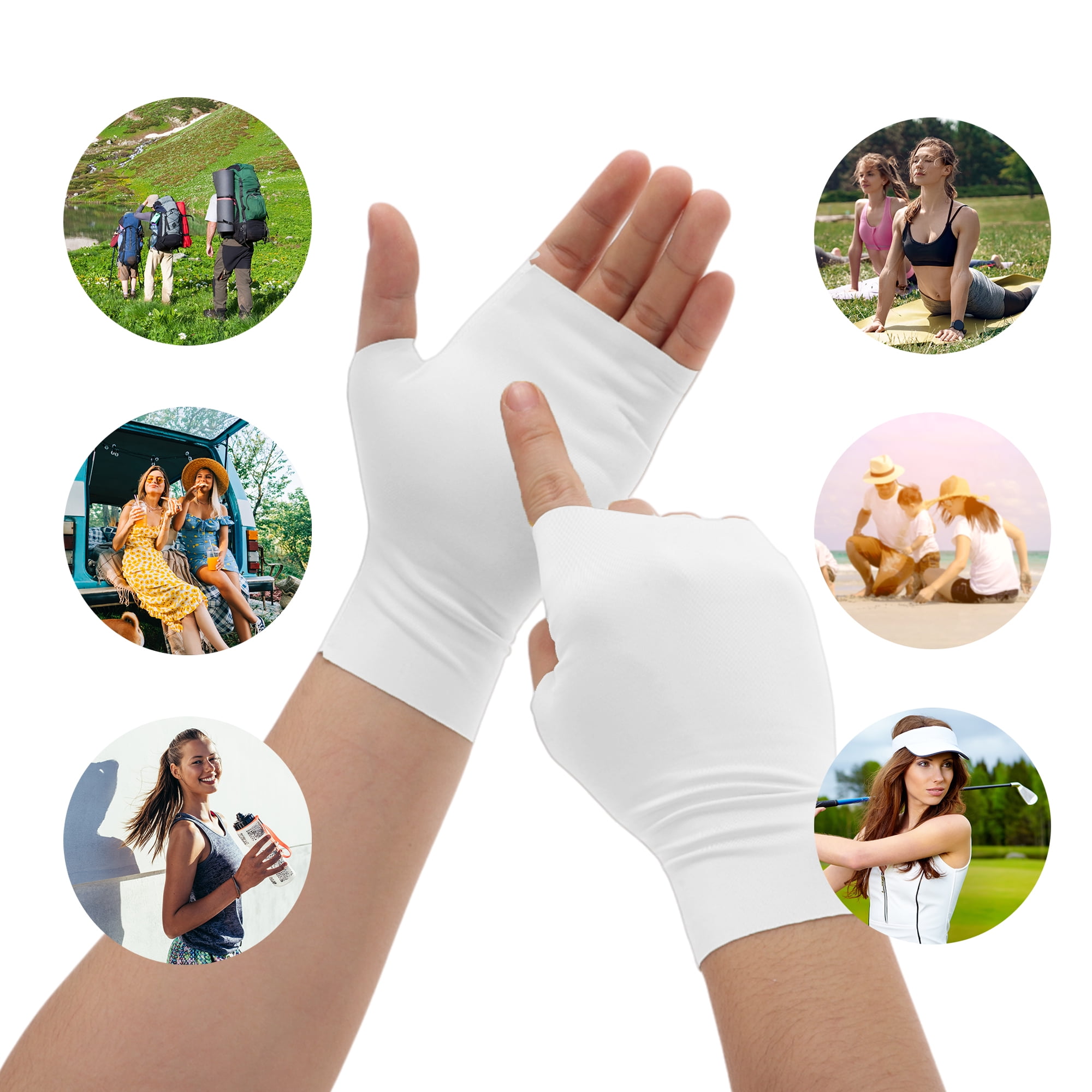 Unique Bargains Durable Sunprotection Manicure Gloves 1 Pair White
