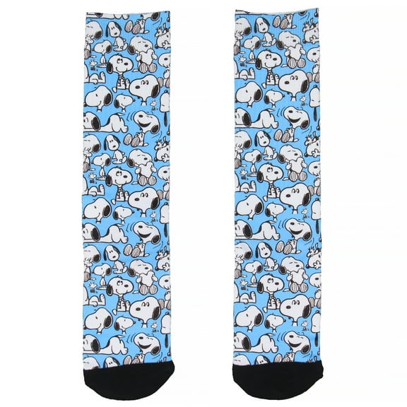 Peanuts Snoopy Allover Character Design Adult Sublimated Crew Socks For Men And Women