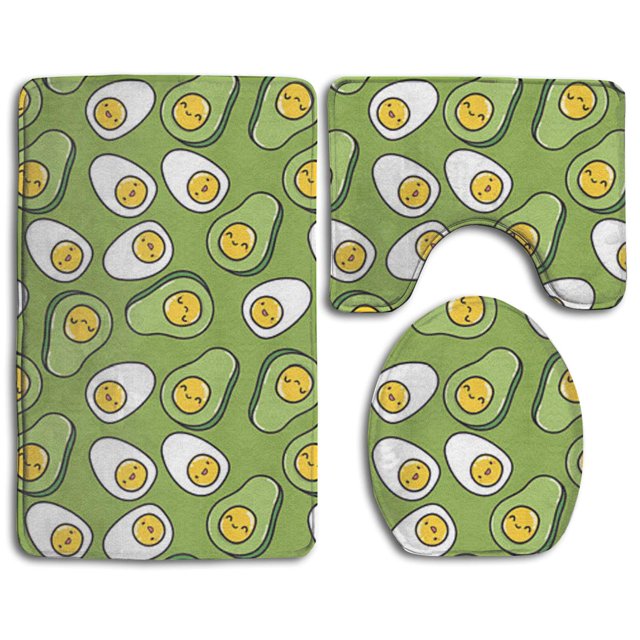 ABPHQTO Palta Juego de alfombras de baño de 3 piezas Alfombra de baño Alfombra de contorno y tapa de inodoro
