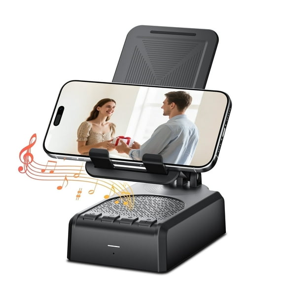 WeurGhy Cell Phone Stand with Wireless Bluetooth Speaker for Home Outdoor - Adjustable Holder Anti-Slip Base HD Surround Sound, Gift Idea