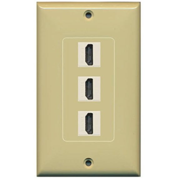 RiteAV HDMI 2.0 Keystone Decorative Wall Plate - Ivory/Ivory 3 Port