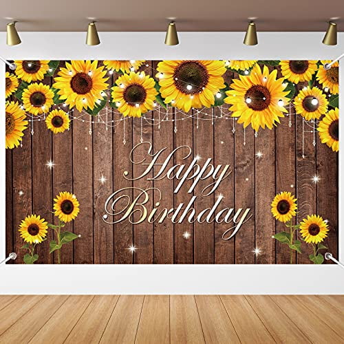 2 PERSONALISED Sunflower 1st Birthday Banner Party Decorations Girls Boys Kids 