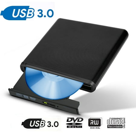External CD Drive USB 3.0 Portable Slim External DVD Drive, External 3.0 optical drive(DVD +R/-R:MAX 8X,DVD +RW/-RW:MAX 8X/MAX 6X,CD-R/RW:MAX 24X,DVD-RAM:MAX 5X)(A