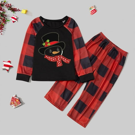 

ERTUTUYI Fashion Mom Sleepwear For Christmas Family Matching Pajamas Christmas Snowman Print Pjs Plaid Long Sleeve Tops And Pants Soft Casusal Holiday Sleepwear Black 80