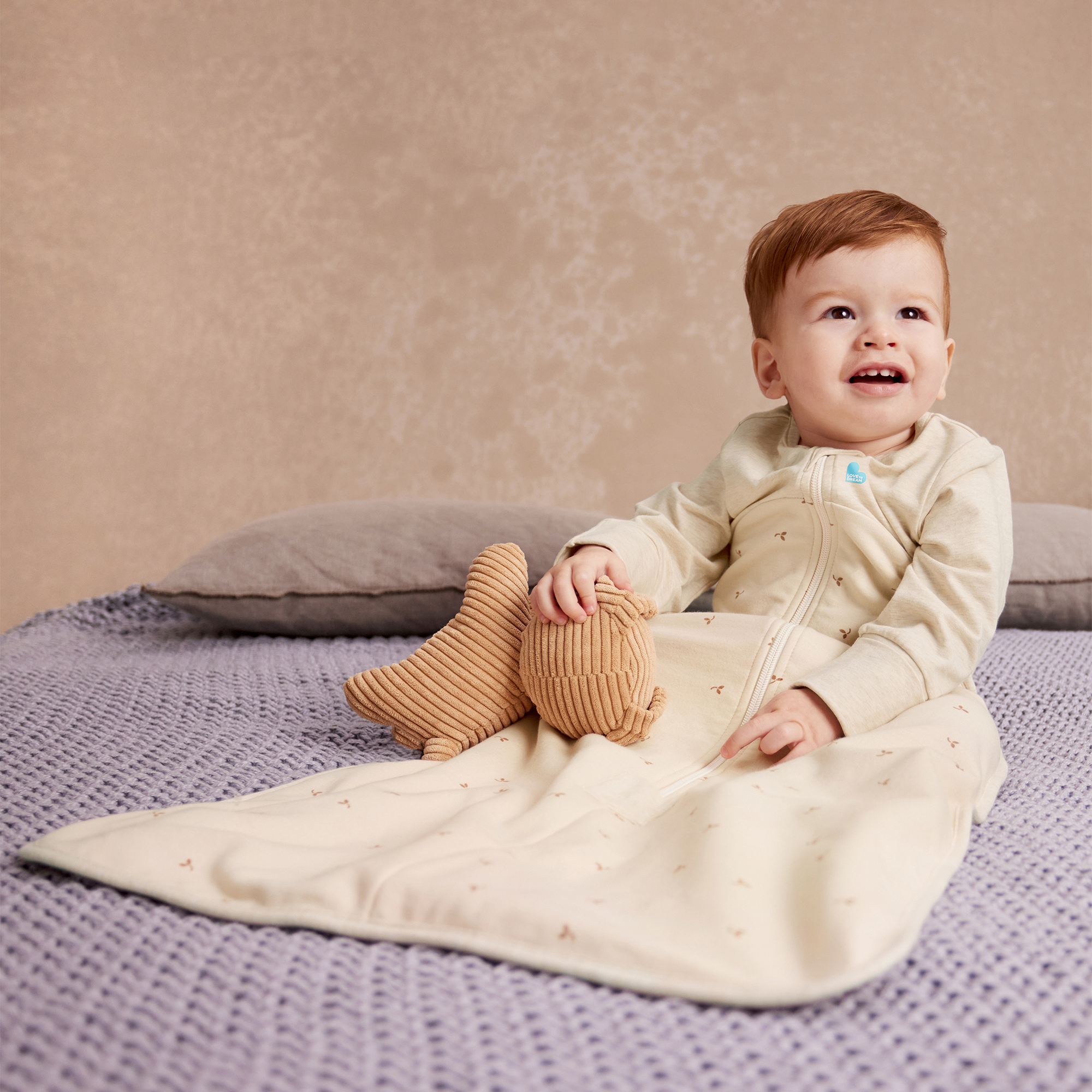 Love to Dream Long Sleeve Sleep Bag Wearable Blanket Organic Cotton Fleece 1.5 TOG, 6-18M Oat Twigs