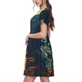 thumbnail image 2 of Balery Moonlit Skeleton Campfire Vestidos sueltos de manga corta para mujer, vestidos de verano 2025, vestidos casuales de corte A con vuelo., 2 of 6