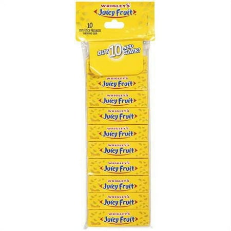 Wrigley's Juicy Fruit Flavor Gum, 5 Pieces, 10 Count