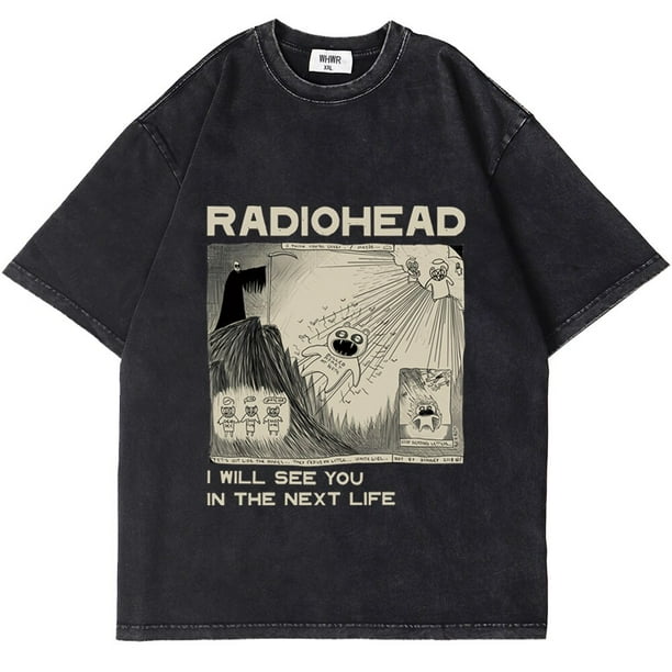Radiohead-Camiseta Vintage de banda de Rock para hombre, camisetas Retro lavadas, ropa de calle de Hip Hop, camisetas informales de manga corta | Bodega Aurrera en línea